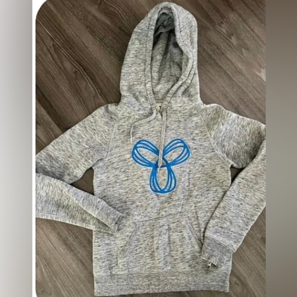 Aritzia TNA XS BalticPullover Hoodie Grey with Blue Embroidered Logo Cozy - Picture 9 of 9